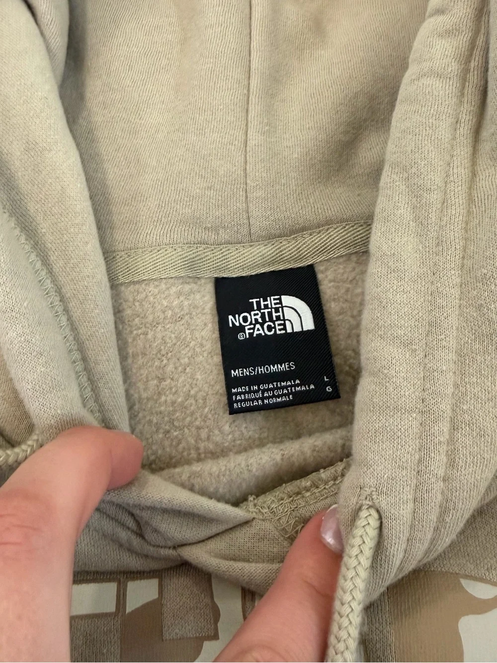 The North Face Men’s Taupe Crewneck Hoodie with Camouflage Logo